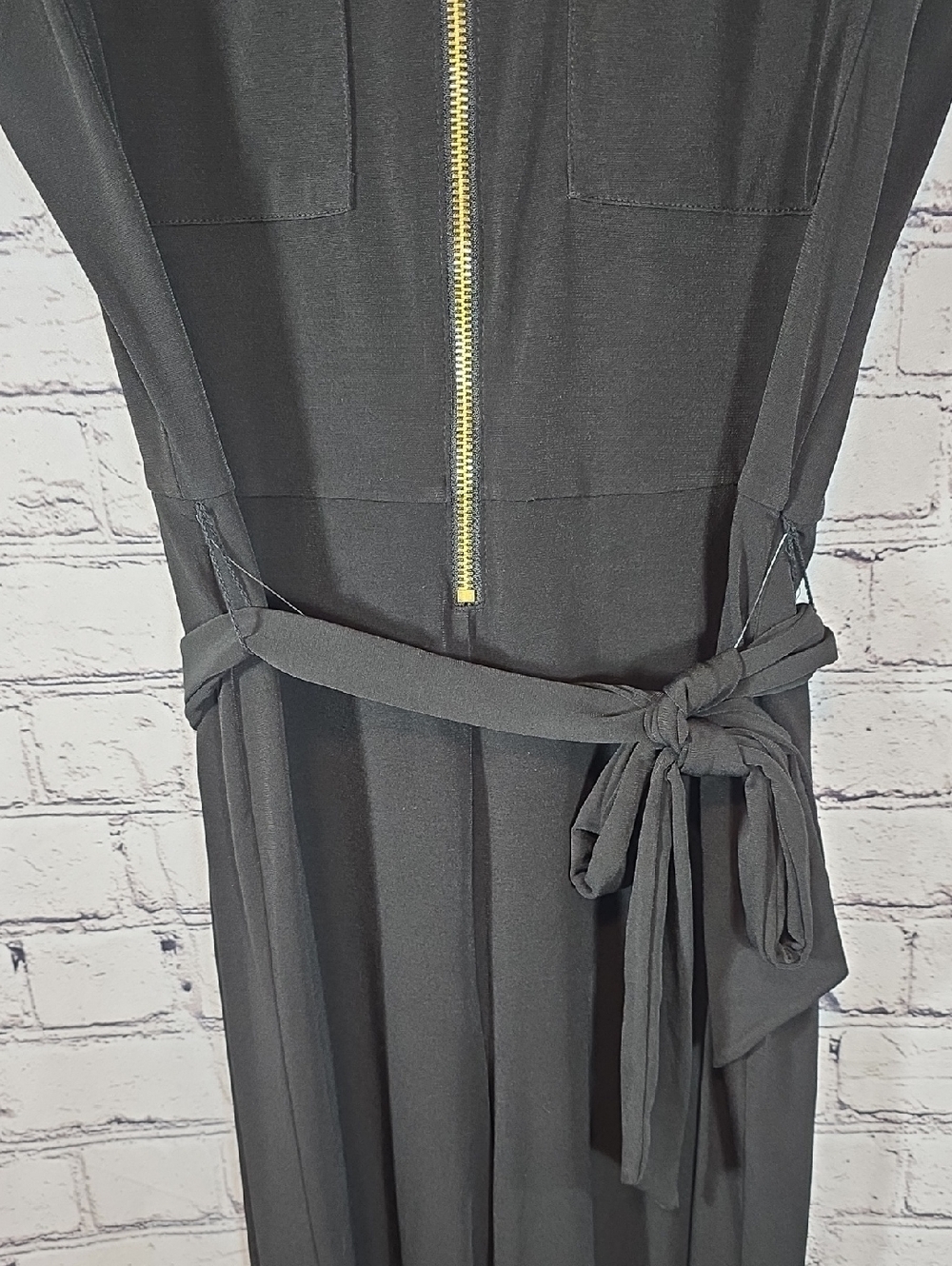 MICHAEL Michael Kors Black Cropped Jumpsuit with Gold Hardware Size M NWOT - Picture 6 of 12